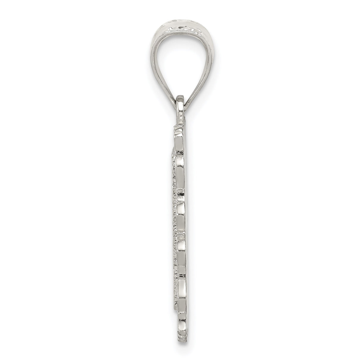 Sterling Silver Letter G Pendant with Textured Rectangle Frame and Scroll Detailing