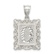 Sterling Silver Letter G Pendant with Textured Rectangle Frame and Scroll Detailing
