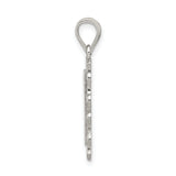 Sterling Silver Rectangular Pendant with Letter P, Textured Background, Scroll Border