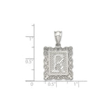 Sterling Silver Pendant, Initial R with Textured Striped Design and Ornate Scroll Frame
