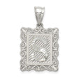 Sterling Silver Initial S Pendant with Scrollwork Border and Textured Letter Charm