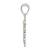 Sterling Silver Letter V Pendant with Textured Border and Scrollwork Design