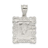 Sterling Silver Letter V Pendant with Textured Border and Scrollwork Design