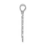 Sterling Silver Initial W Pendant, Rectangle Letter Charm with Scrollwork Border