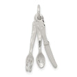 Knife Fork and Spoon 28x10mm Charm Pendant in Real 925 Sterling Silver
