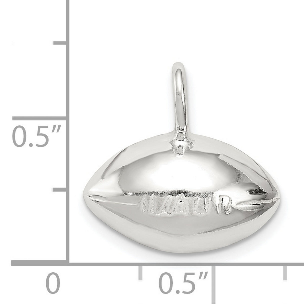Solid Football Charm Pendant in Real 925 Sterling Silver