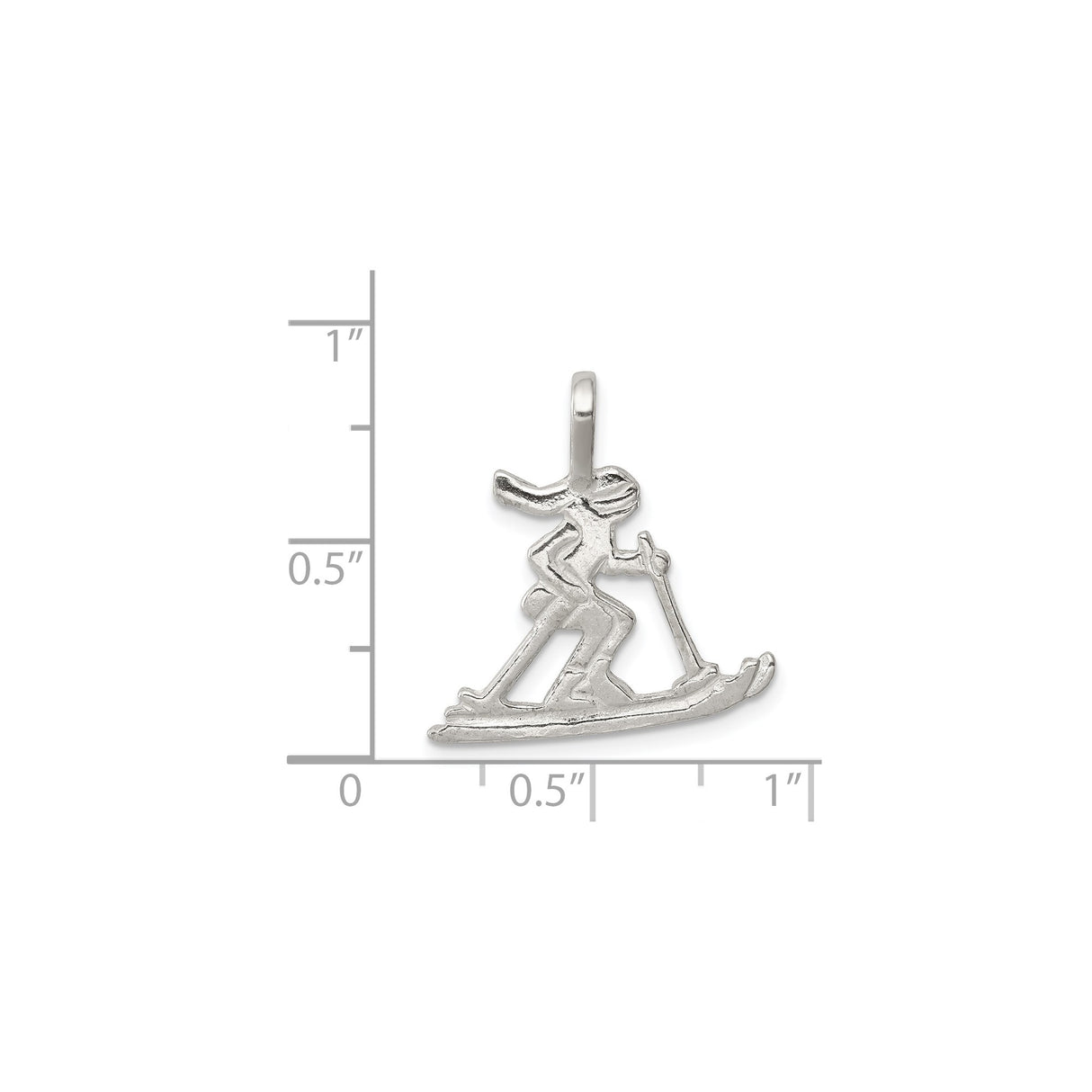 Sterling Silver Skier Pendant with Ski Poles and Skis, Winter Sports Theme