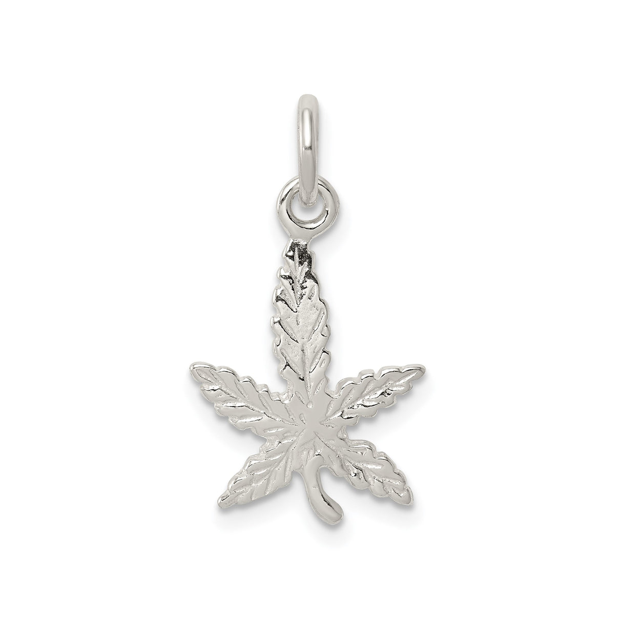 Sterling Silver Cannabis Leaf Pendant Charm, Boho Symbol of Nature and Freedom