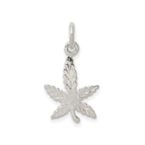 Sterling Silver Cannabis Leaf Pendant Charm, Boho Symbol of Nature and Freedom