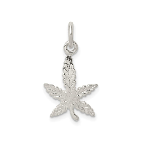 Sterling Silver Cannabis Leaf Pendant Charm, Boho Symbol of Nature and Freedom