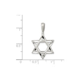 Sterling Silver Star of David Pendant, Polished Geometric Jewish Symbol Charm, Unisex Religious Jewelry