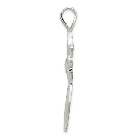 Sterling Silver Cross Pendant with Sculpted Contour Design, Bold Religious Jewelry for Men and Women