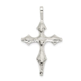 Sterling Silver Cross Pendant with Sculpted Contour Design, Bold Religious Jewelry for Men and Women