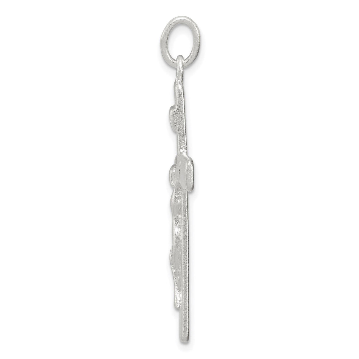 Sterling Silver Crucifix Cross Pendant with Satin Finish and INRI Inscription