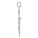 Sterling Silver Crucifix Cross Pendant with Satin Finish and INRI Inscription