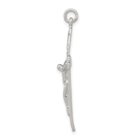 Sterling Silver Crucifix Cross Pendant with Detailed Jesus Figure and Mirror Finish