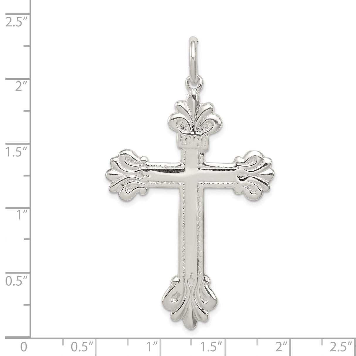 Sterling Silver Fleur-de-Lis Cross Pendant with INRI Detail for Men and Women