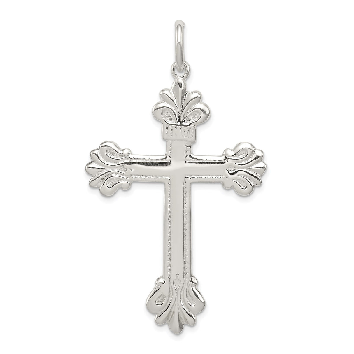 Sterling Silver Fleur-de-Lis Cross Pendant with INRI Detail for Men and Women