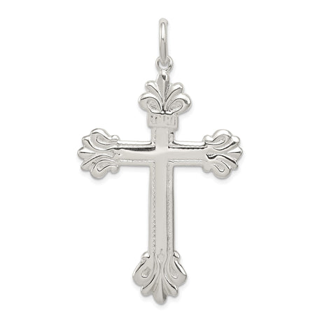 Sterling Silver Fleur-de-Lis Cross Pendant with INRI Detail for Men and Women