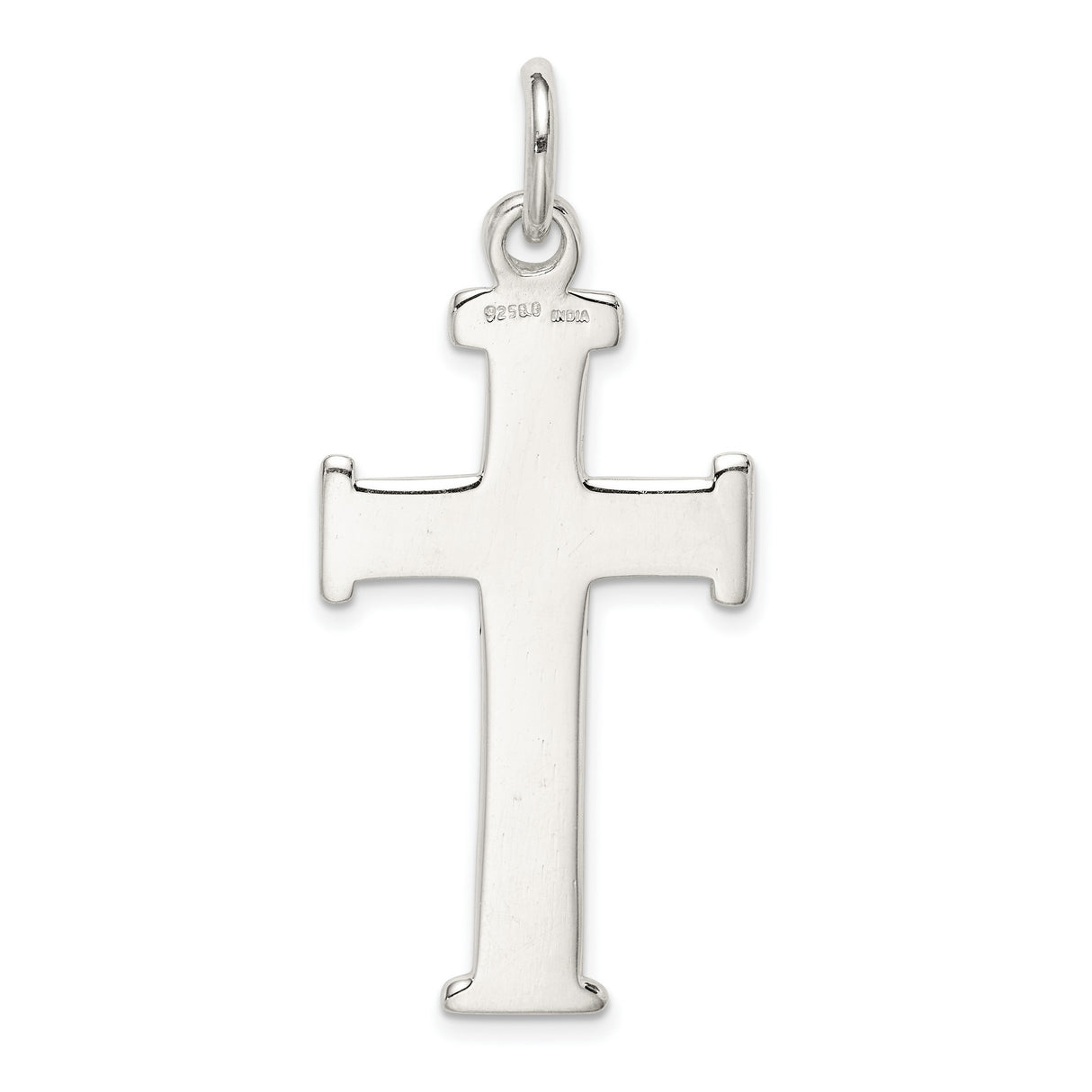 Diamond-Cut Cross Charm Pendant in Real 925 Sterling Silver