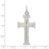 Diamond-Cut Cross Charm Pendant in Real 925 Sterling Silver