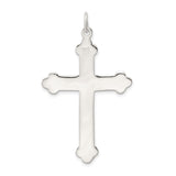 Sterling Silver Cross Pendant with Floral Engraving, Gothic Vintage Style