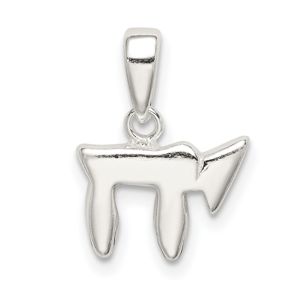 Solid 3-D Chai Long Life Charm Pendant in Real 925 Sterling Silver