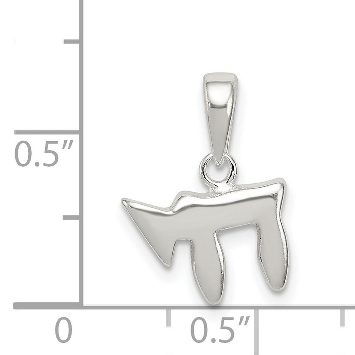 Solid 3-D Chai Long Life Charm Pendant in Real 925 Sterling Silver