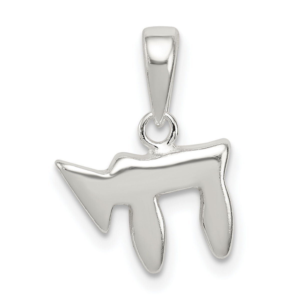 Solid 3-D Chai Long Life Charm Pendant in Real 925 Sterling Silver
