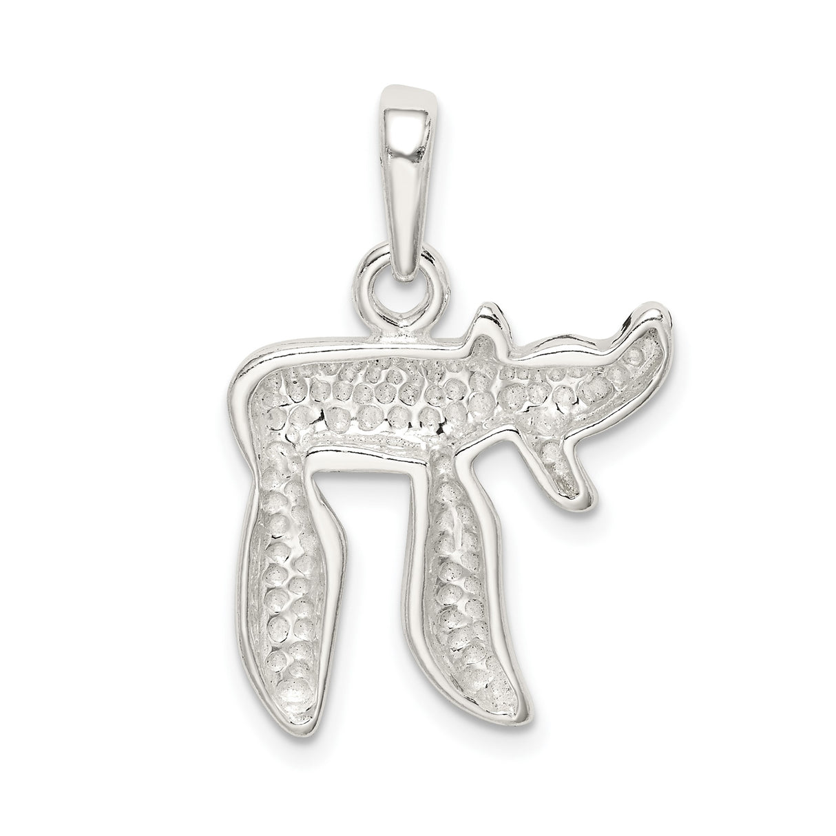 Sterling Silver Chai Pendant with Hebrew Symbol of Life, Jewish Faith Charm