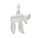Sterling Silver Chai Pendant with Hebrew Symbol of Life, Jewish Faith Charm