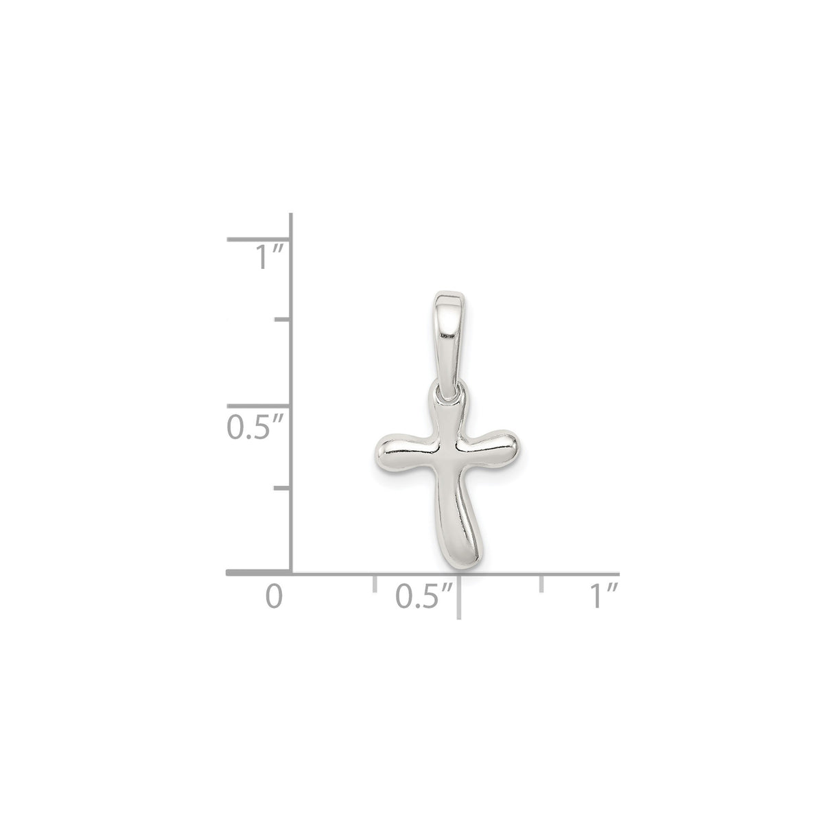 Sterling Silver Cross Pendant with Rounded Edges, Modern Minimalist Style, Unisex Design