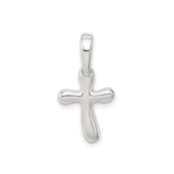 Sterling Silver Cross Pendant with Rounded Edges, Modern Minimalist Style, Unisex Design