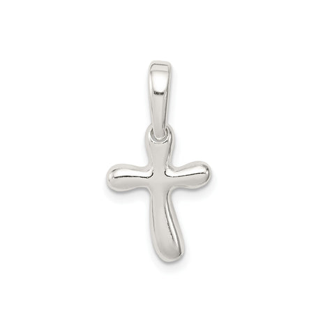 Sterling Silver Cross Pendant with Rounded Edges, Modern Minimalist Style, Unisex Design