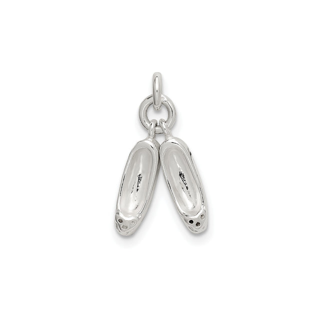 Sterling Silver Ballet Slippers Charm Pendant, Miniature Pointe Shoes for Dancers and Ballet Lovers