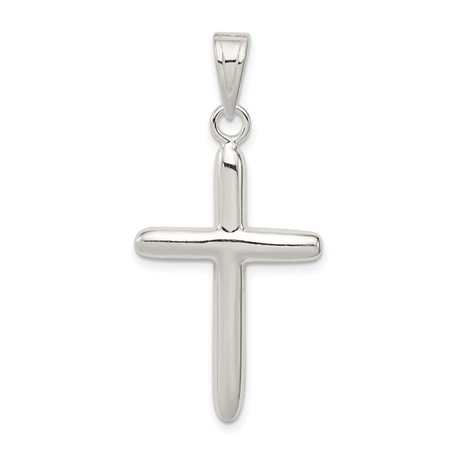 Sterling Silver Cross Pendant with Clean Modern Design, Minimalist Religious Jewelry for Men and Women