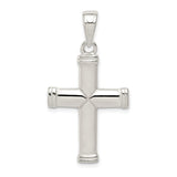 Sterling Silver Cross Pendant with Rope Texture and Sleek Bail, Modern Symmetrical Design