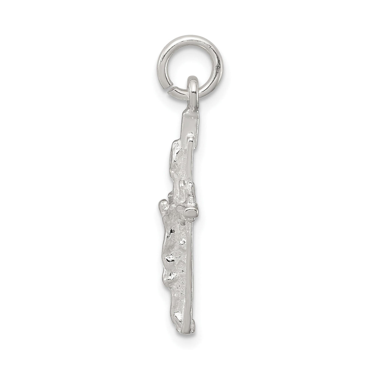 Sterling Silver Crucifix Cross Pendant with INRI and Wood Grain Texture for Men and Women