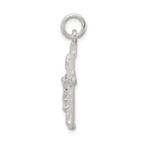 Sterling Silver Crucifix Cross Pendant with INRI and Wood Grain Texture for Men and Women