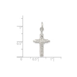 Sterling Silver Crucifix Cross Pendant with INRI and Wood Grain Texture for Men and Women