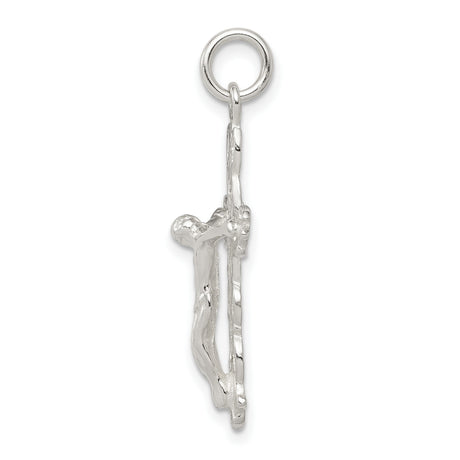 Sterling Silver Crucifix Cross Pendant with Textured Detailing, Christian Religious Charm