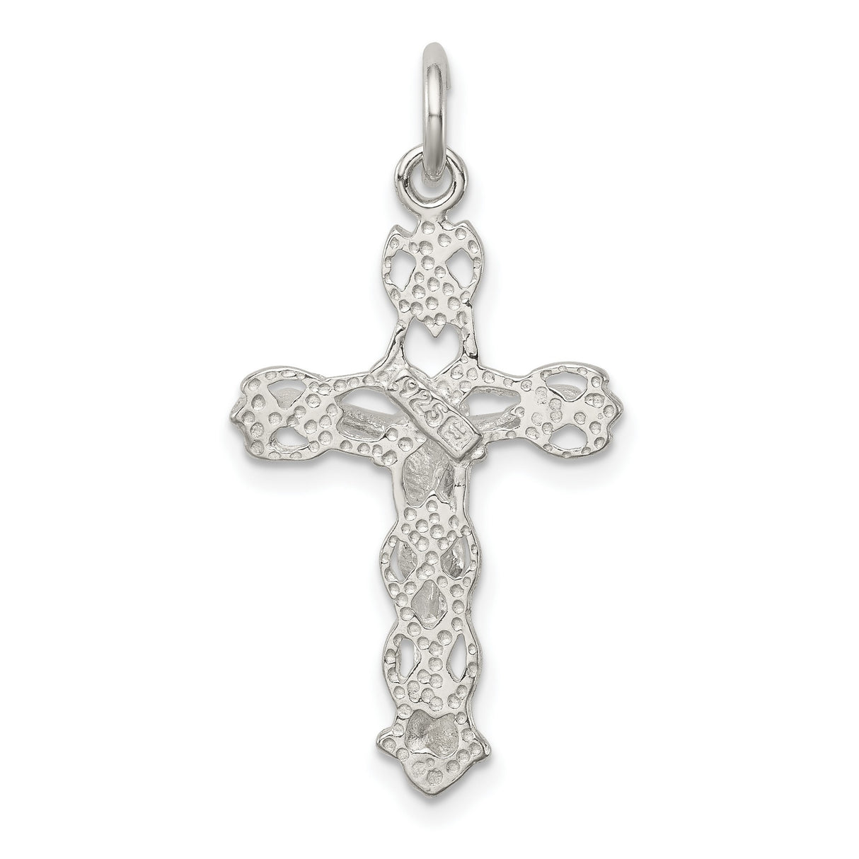 Sterling Silver Crucifix Cross Pendant with Textured Detailing, Christian Religious Charm