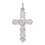 Sterling Silver Crucifix Cross Pendant with Textured Detailing, Christian Religious Charm