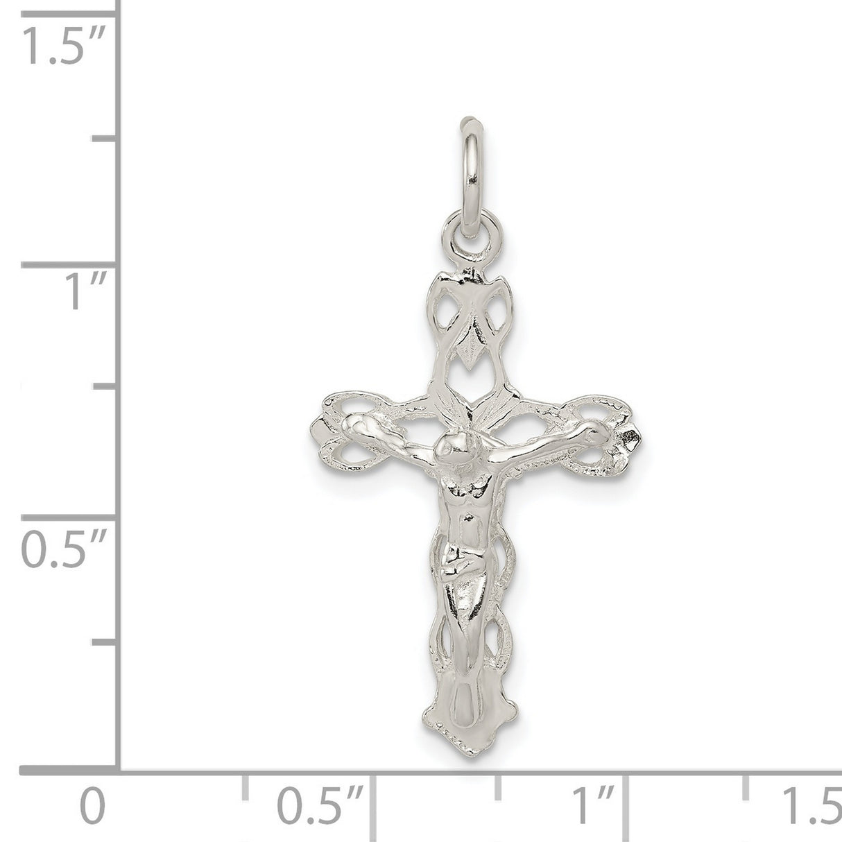 Sterling Silver Crucifix Cross Pendant with Textured Detailing, Christian Religious Charm