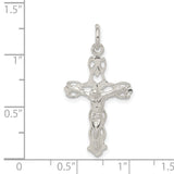 Sterling Silver Crucifix Cross Pendant with Textured Detailing, Christian Religious Charm