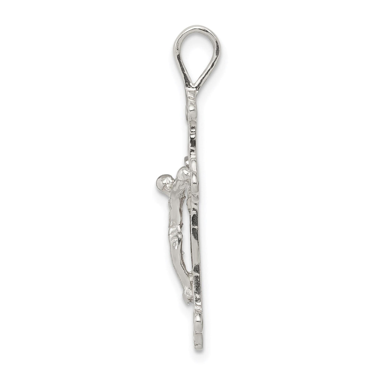 Sterling Silver Crucifix Cross Pendant with Mid Relief Jesus Figure Design