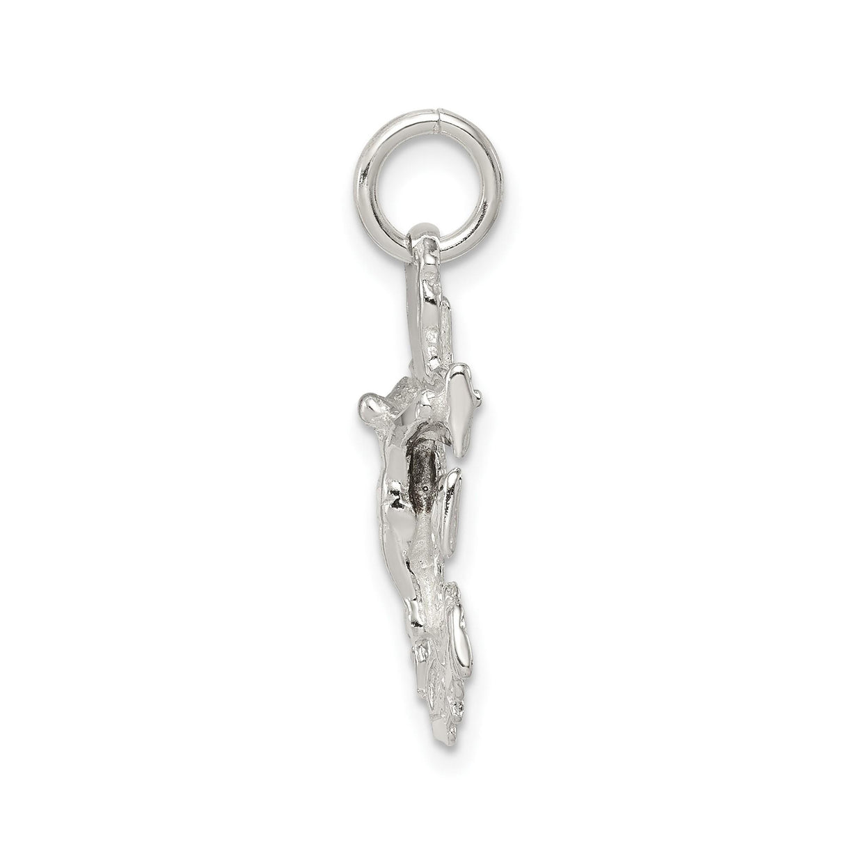 Sterling Silver Crucifix Cross Pendant with Jerusalem Design and Sculpted Angel Details