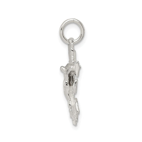Sterling Silver Crucifix Cross Pendant with Jerusalem Design and Sculpted Angel Details