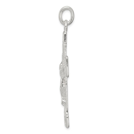 Sterling Silver Crucifix Pendant with Dimensional Latin Cross and Christ Figure Religious Design