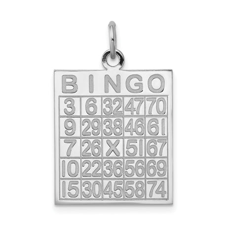 Sterling Silver Bingo Card Pendant, Detailed Game Board Design, Unisex Charm